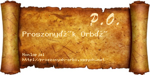 Proszonyák Orbó névjegykártya